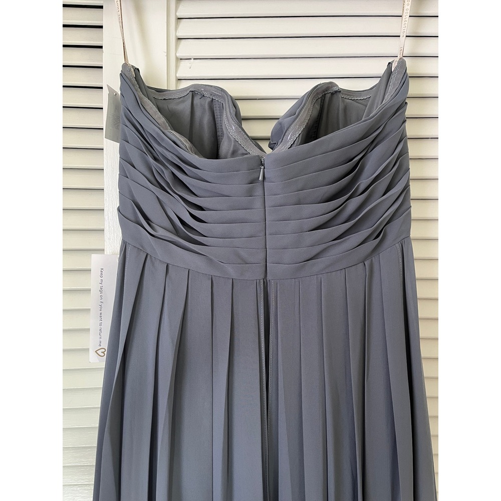 NWT Jenny Yoo Mira Convertible Pleated Strapless Chiffon Gown Denmark Blue Sz 14 - Picture 7 of 13